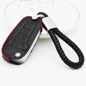 

Genuine Leather Car Key Case Cover For Ford Fiesta Focus 2 3 Mk2 Mk3 Mondeo 4 MK4 Escort Kuga 2017 S C Max Fusion Key Ring Shell