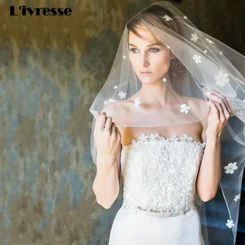 

2017 Velos De Novia New Flower Short Lace Wedding Bridal Veil Accessories Veu De Noiva Longo Direct Selling Voile Mariage