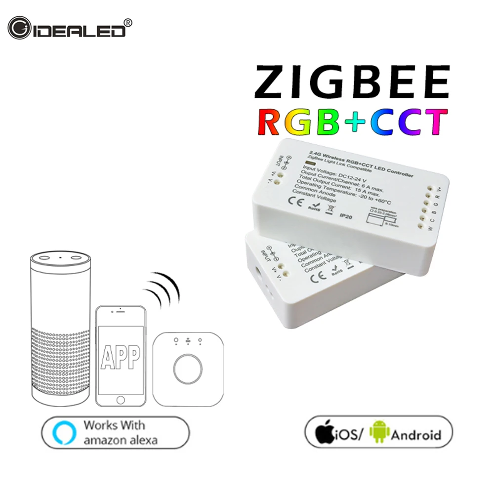 zigbee hub Led Controller LED RGBW/RGBCCT/WWCW/Dimmer Timer Zigbee Controller Comptible With Amazon Echo Plus App Control