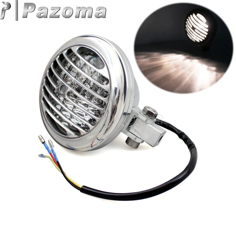 Черный мотоцикл гриль H4 12V фары Высокий/низкий пучок решетка крышка фары головной свет для Harley XS650 поплавок Чоппер на заказ - Цвет: Polish