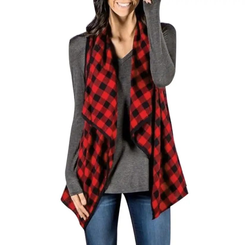 

Women's Jacket Sleeveless Vest Lattice Coat Keep Warm Cardigan Coat Turn-down Collar Jacket Female Women Basic Coats Outwear