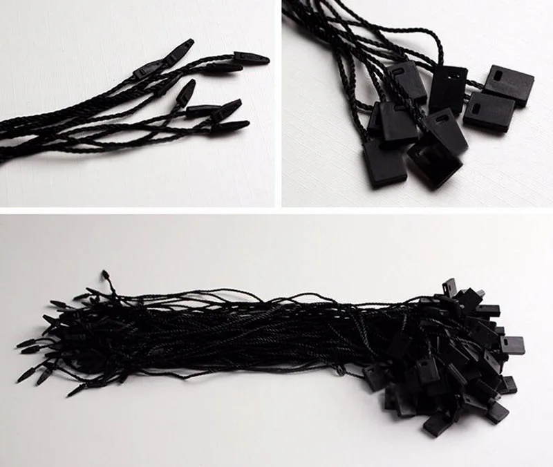 100pcs Clothing Tag Rope Clothes Lanyard Single Hand Wearing Rope Hanging Grain Plastic Square Buckle Label Polyester Rope