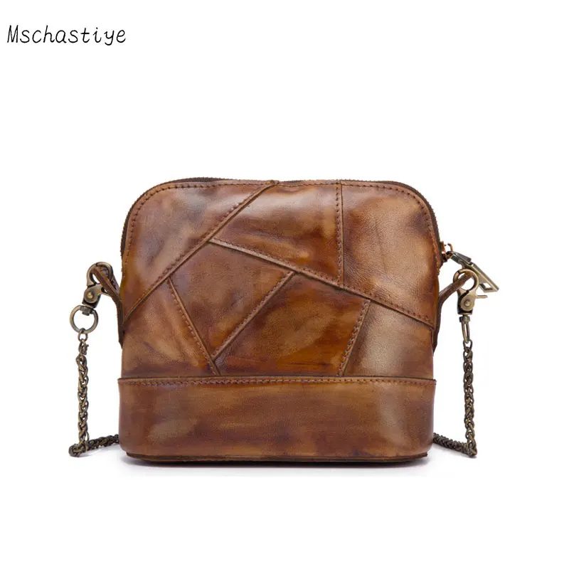 

Mschastiye Genuine Leather bags High Quality Women Solid Vintage Crossbody Bag New arrival 2018 Fashion Shell Bag Crossbody Bag