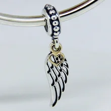 Подходит для Pandora Браслеты подвеска Крыло ангела с прозрачным CZ стерлингового серебра 925 ювелирные изделия бусины