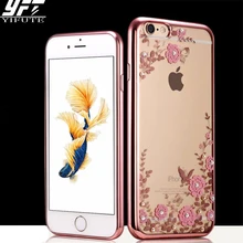 YIFUTE Soft TPU Plating frame Flowers For iPhone 7 Case 5S SE Cover For iPhone 6 X Case 7 6S 8 Plus Cases Plating Frame TPU