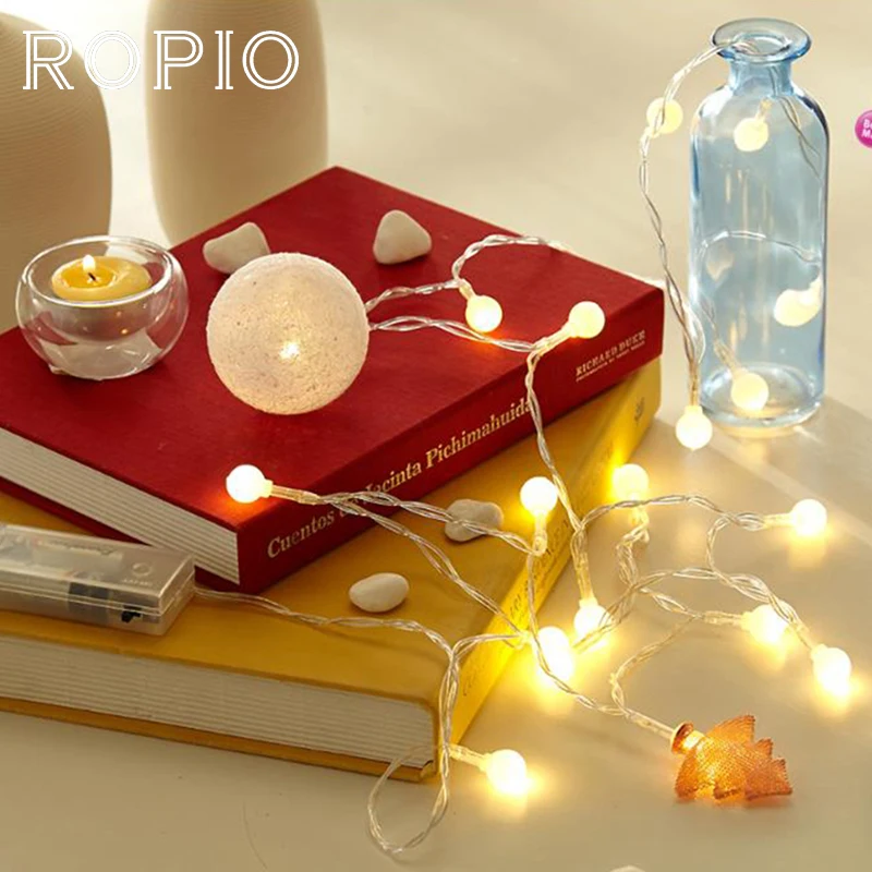 ROPIO 1,5 м 3 м белый шар светодиодный Фея огни строки USB зарядка Романтический открытый свет для дома сад Свадебные украшения