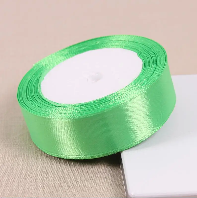 1 дюйм(25 мм) 25 ярдов шелковая атласная лента 22 м Свадебные украшения пригласительные карты подарочные упаковочные принадлежности для скрапбукинга Riband - Цвет: Apple green