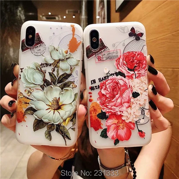 3D Матовый Рельефный цветочный мягкий чехол из ТПУ для Samsung Galaxy S8 PLUS S9 NOTE 9 J4 J6 J2 PRO 2018