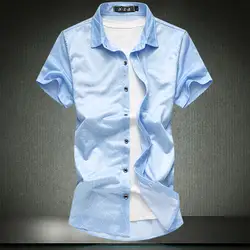 Высокое качество Мужские рубашки 2019 Лето Новые поступления повседневная мужская рубашка с коротким рукавом клетчатая Повседневная