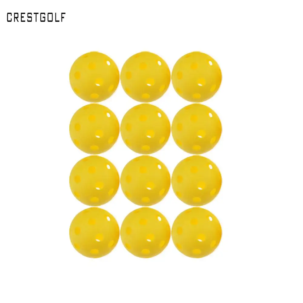 CRESTGOLF 12 шт. x 72 мм пластиковые шариковые шарики для тренировок воздушный поток мяч для пола Мягкий шар de с желтым и оранжевым на выбор - Цвет: Yellow