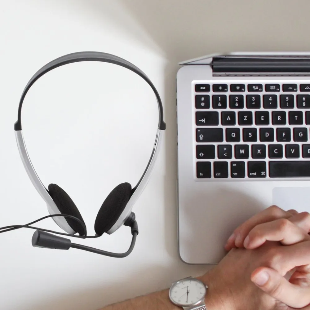 

Computer Headset with Mic Noise Cancelling Lightweight PC Headset Wired Headphones for Skype Webinar Business Phone