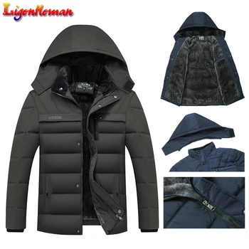 

Fleece Man's Jackets Outwear 2019 Hot Winter Jacket Men Thicken Warm Men Parkas Hooded Coat Zipper Overcoat Male Hat Detachable