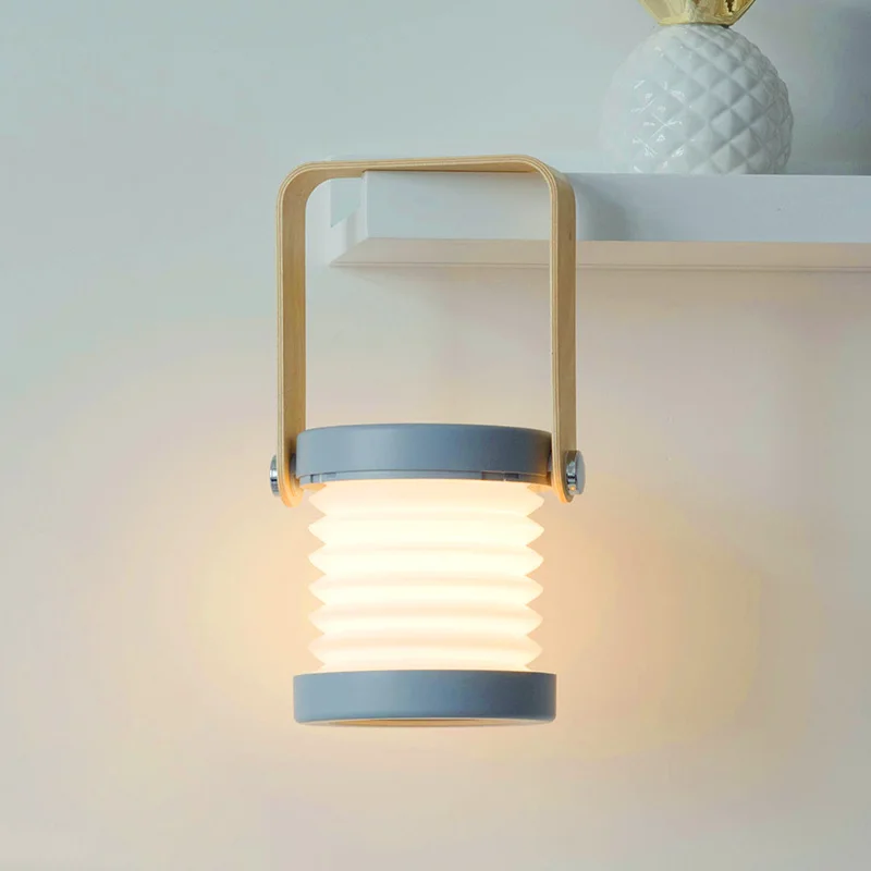  Artpad Portable 2W Hang Lamp Wireless Table Lamp Night Light Fold Adjustable Dimmable Wood Table Ni - 32957368502
