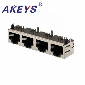 

2PCS 56 1*4 ports PCB Right Angle Board RJ45 Metal Female Jack Connector