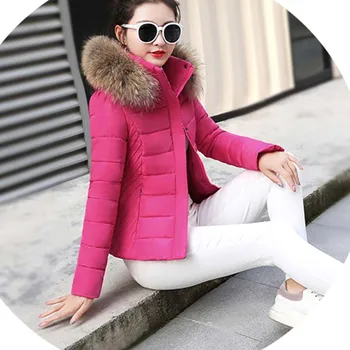 

Winter Warm Hooded Fur collar Long-sleeved Slim Women Women's Cotton Coat 2020 New Fashion Solid color Down Cotton Jacket NUW275