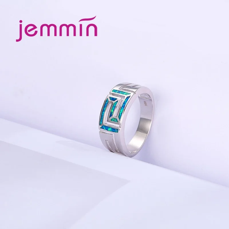 Новая мода Винтаж элегантный цвет морской волны синий опал кольцо 925 пробы серебряные ювелирные изделия кольца для женщин женская вечеринка