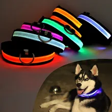 USB Rechargeable Luminous Puppy Collars LED Dog Cat Collar Nylon Glow Flashing Light Up Night Safety Pet Supplies J2Y