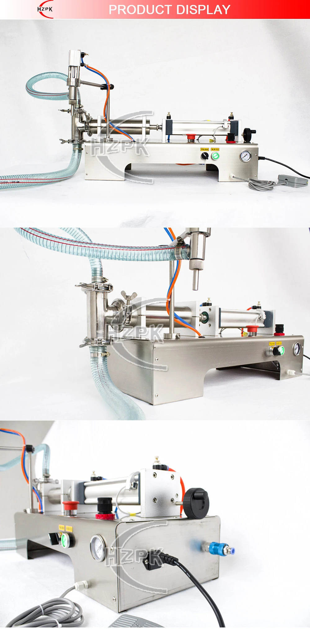 HZPK жидкий наполнитель из нержавеющей стали горизонтальный одиночный наполнитель сопла жидкостная машина для бутылка для сока 200-1500 мл G1WYD1500