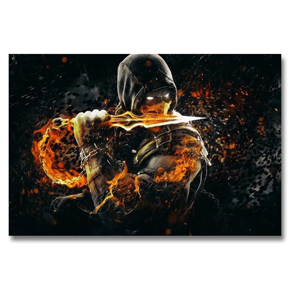 J2993 файтинг Mortal Kombat X игры Скорпион Горячая рисунок в стиле Поп Арт плакат шелка