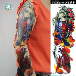 AC-013/2016 лучшее качество крутая супер большая временная татуировка поддельные ужасные Монстры рыбы женщины полная рука тела татуировки