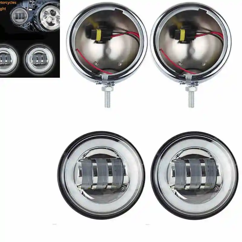 4.5 in LED Auxiliary Fog Passing Lights With Housing Bucket & Brackets For Harley led4.j3pg