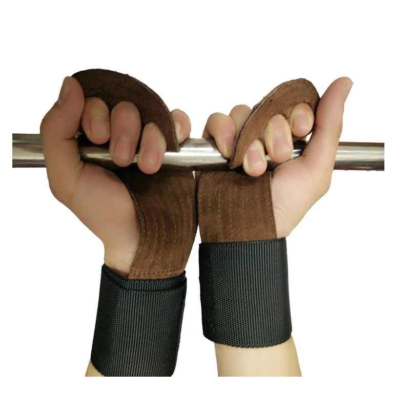 Free shipping leather hand bar grips , gymnastic weight lifting gloves