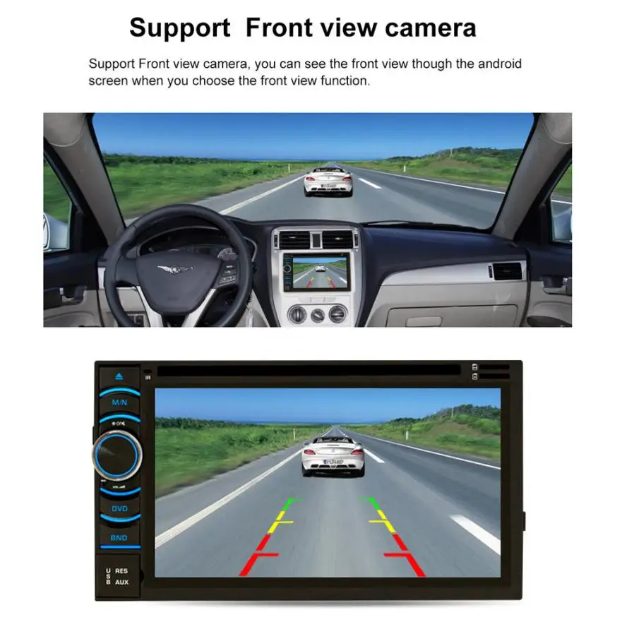 Top 6.5 " HD Android Wifi GPS Nav Car In Dash USB/SD/AUX/MP3/CD DVD Player Double DIN FM Radio Bluetooth MIC built in cell phones 1