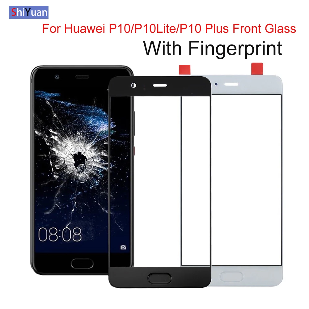 Передняя защитная, внешняя, стеклянная линза с отпечатком пальца для Huawei Ascend P10 P10 Plus/Nova Lite/P10 Lite замена сенсорной ЖК-панели