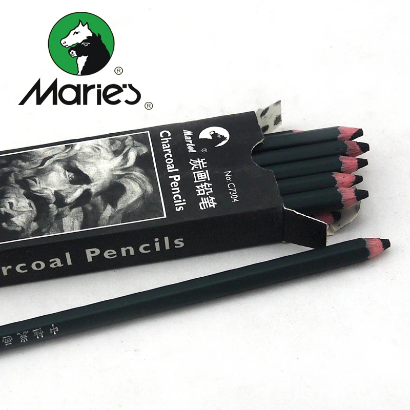 Maries серый/коричневый угольный карандаш 12 карандашей/партия для рисования эскизов