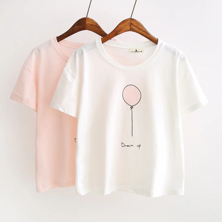 Mujeres verano kawaii manga corta Camisetas blanco color rosa imprimir camisetas 2017 sueño up Harajuku casual algodón tops Mujeres verano kawaii manga corta Camisetas blanco color rosa imprimir camisetas 2017 sueño up Harajuku casual algodón tops