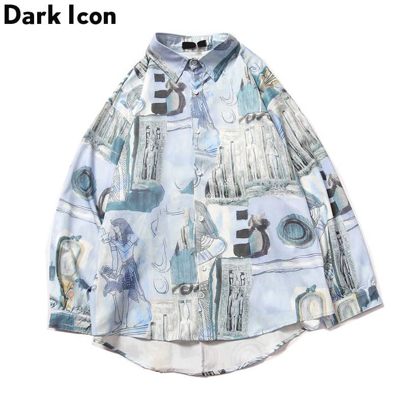 

Dark Icon Full Printed Turn-down Collar Men’s Shirts 2019 Autumn Hawaii Beach Shirts Men Streetwear Clothing