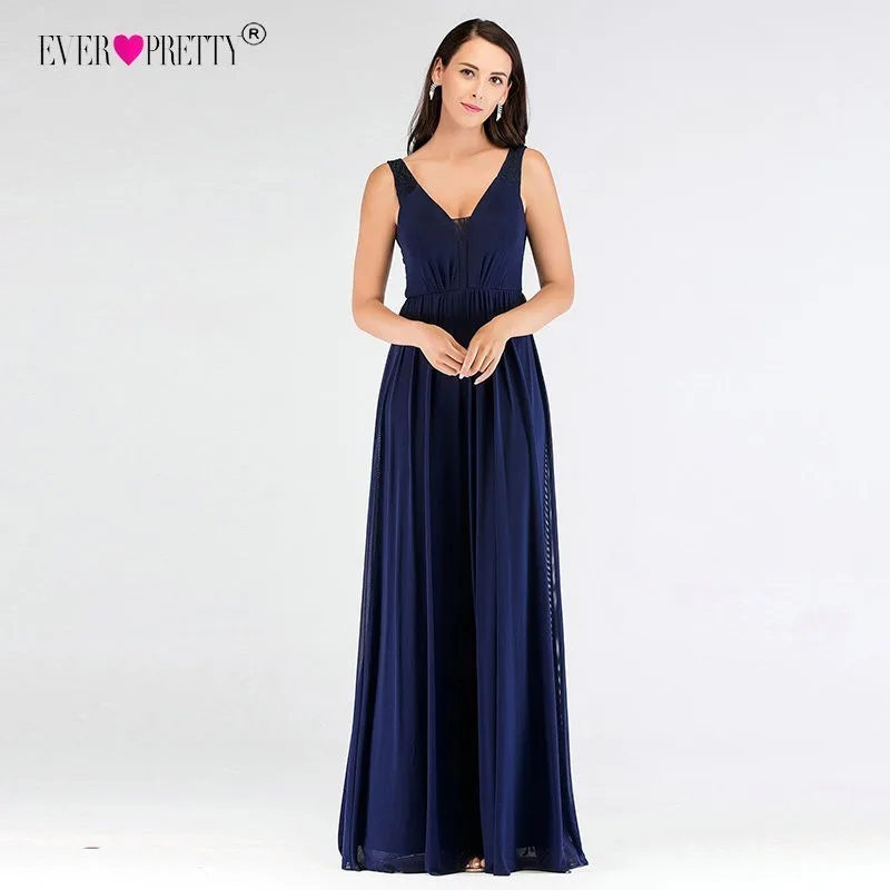 Ever Pretty Bridesmaid Dresses Elegant V neck Navy Blue ...