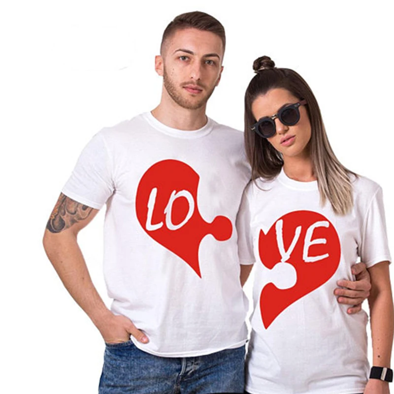 

COUPLE TShirt Cotton Graphic Tees Women T Shirt Men LOVE Print Matching Couple Shirt Gift for Boyfriend White Tops Tee Xs-3xl