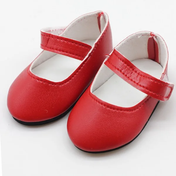 Симпатичная обувь из искусственной кожи для девочек, 18 дюймов, 43 см, мини-обувь для куклы, подарок на Рождество - Цвет: Red