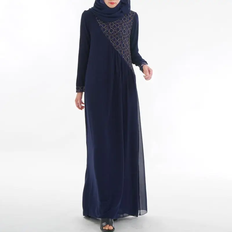Абайя мусульманское женское длинное платье кружевное Сетчатое лоскутное Макси платье Турция этнический стиль полное покрытие мусульманская одежда турецкое модное платье