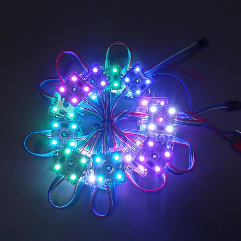 20pcs/set DC12V 35*35mm 4LEDs WS2811 led pixel module light 4pcs 5050 SMD RGB addressable LED lights Waterproof IP68 | Освещение