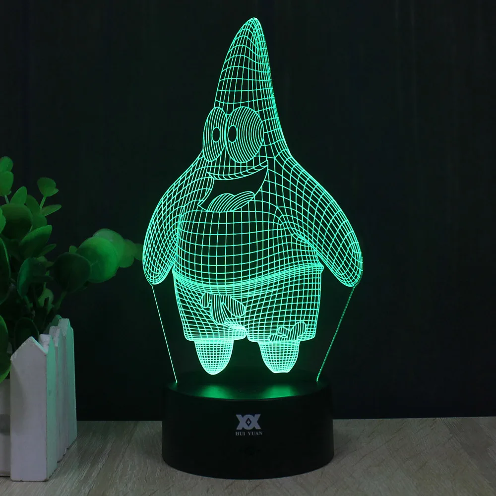 Мультфильм Патрик звезда 3D лампа Губка Боб кальмарные щупальца ночник светодиодный стол с домашним декором лампа детский подарок