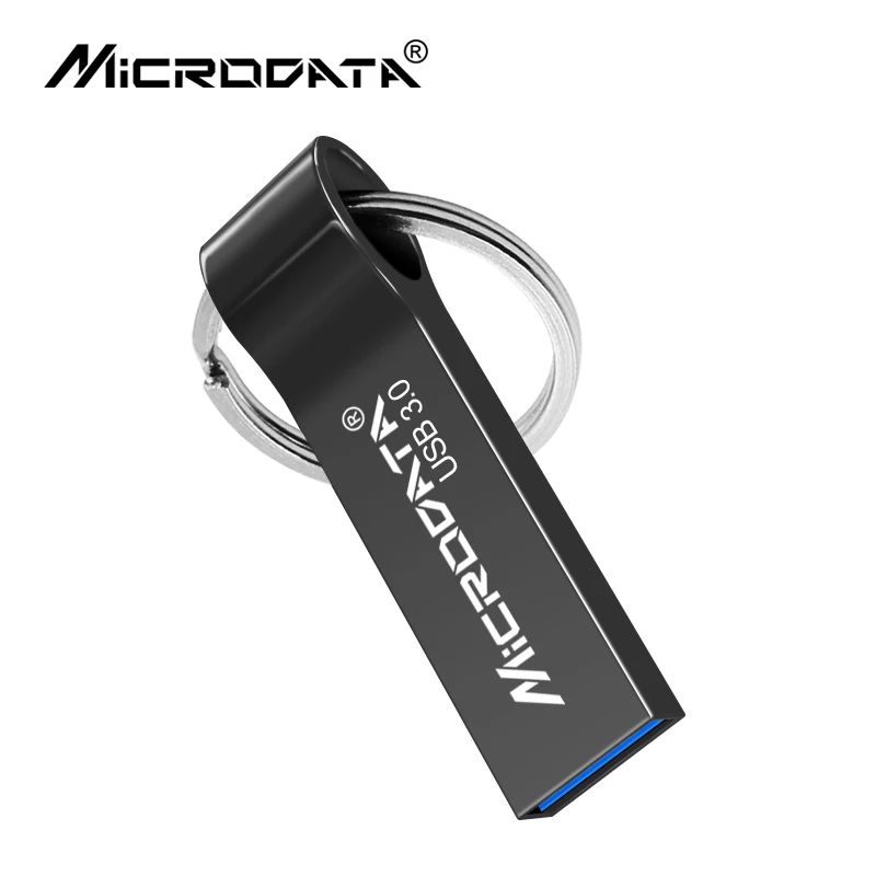 Металлический USB флеш-накопитель, USB 3,0, водонепроницаемая флешка, 32 ГБ, 16 ГБ, флеш-накопитель, 64 ГБ, 128 ГБ, usb флешка для ПК с бесплатным кольцом для ключей - Цвет: Черный