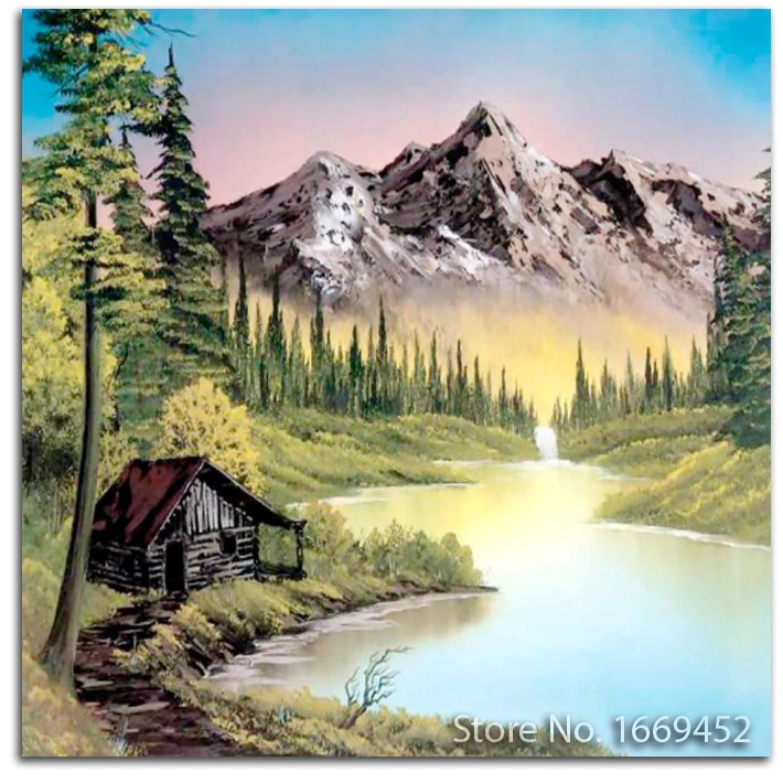 house discount what landscape River diamond sky picture scenery painting diy