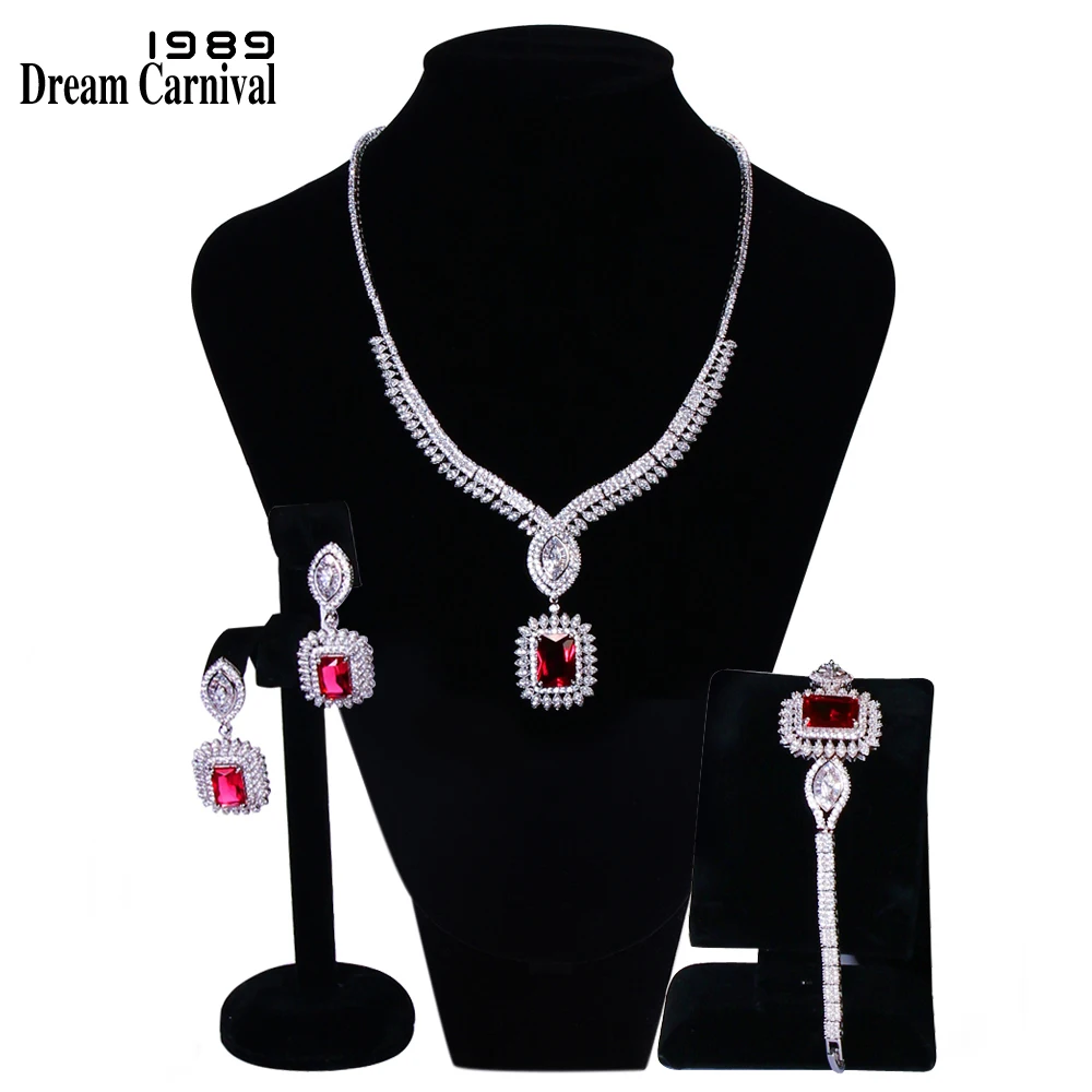 

DreamCarnival 1989 Elegant Square Clear White Cubic Zirconia Bride Wedding Full Set for Women Marriage Jewelry Display SN03305
