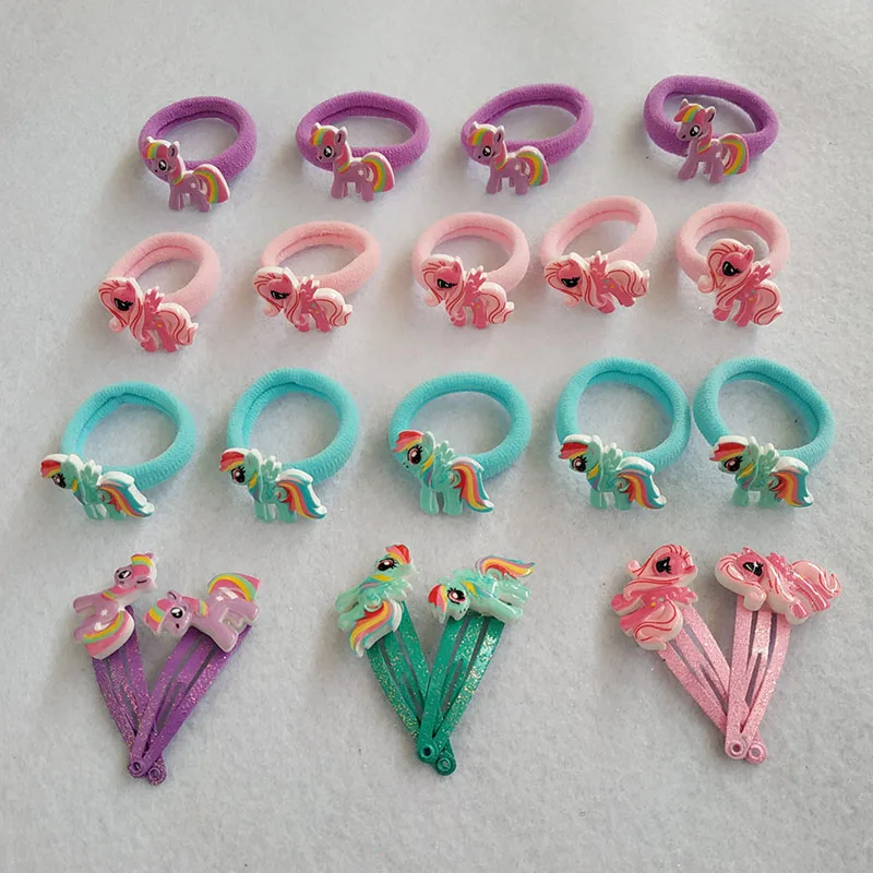 

20PC/Set Pink Basic Rubber Band Children Cartoon Set hairpin Kids Elastic Hair Band Girls Hair Clip Pin Hair Accessories Gift
