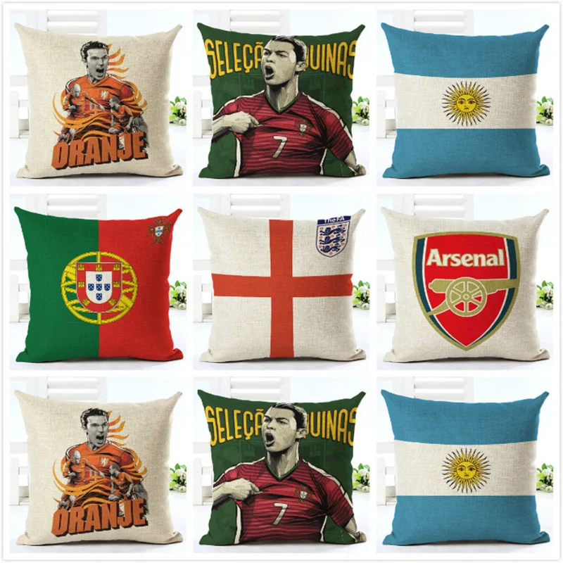 

Nordic Football Star Cushion Covers Pillowcases Linen Cotton Square Cushion Cover Seat Sofa Home Decoration Pillow Cover