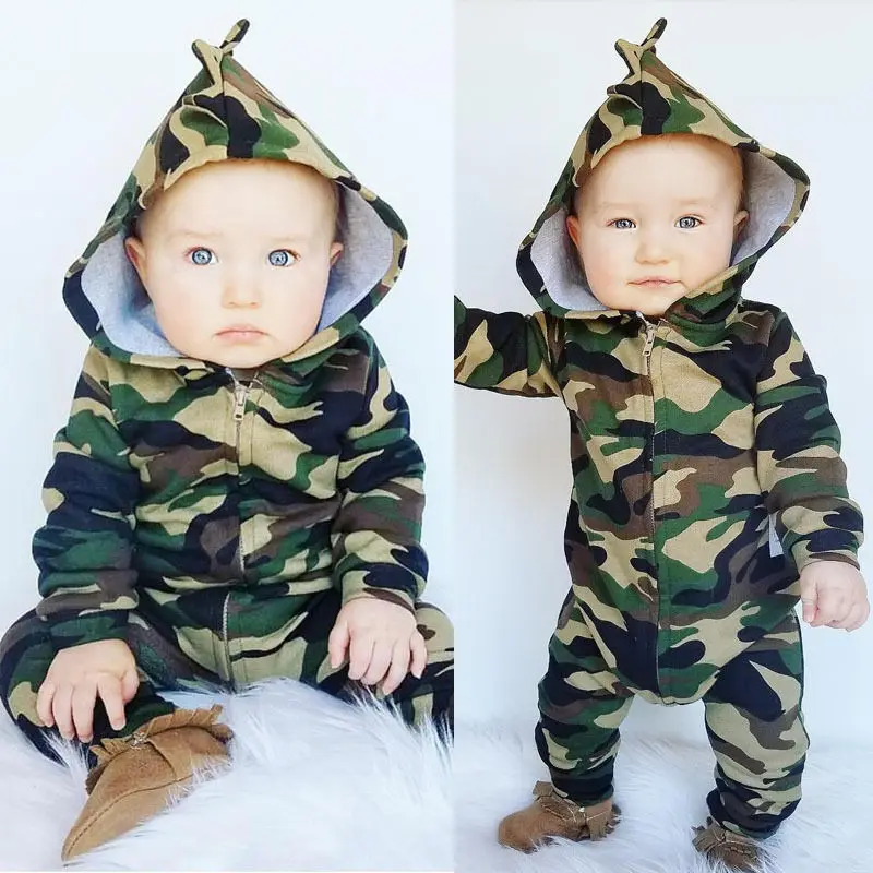  2019  Baby Rompers Winter Thick Warm Baby boy Clothing Long Sleeve Hooded Jumpsuit Kids Newborn Out