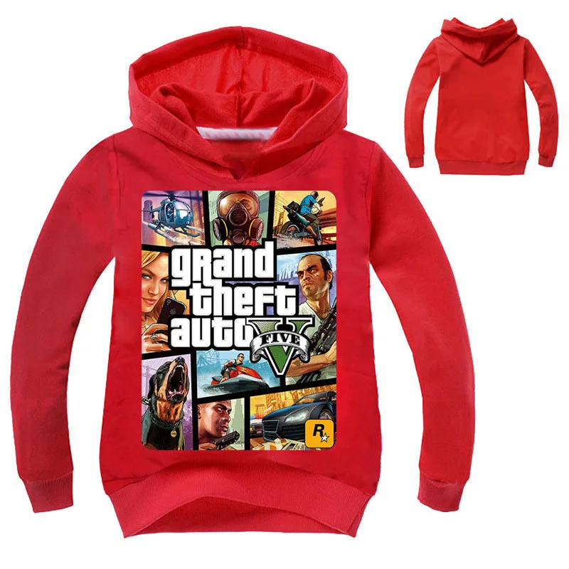 Новинка года, GTA, 5 От 3 до 13 лет, худи для мальчиков и девочек, лидер продаж, удобный свитер известного бренда футболки, рубашка для игр одежда для детей-подростков