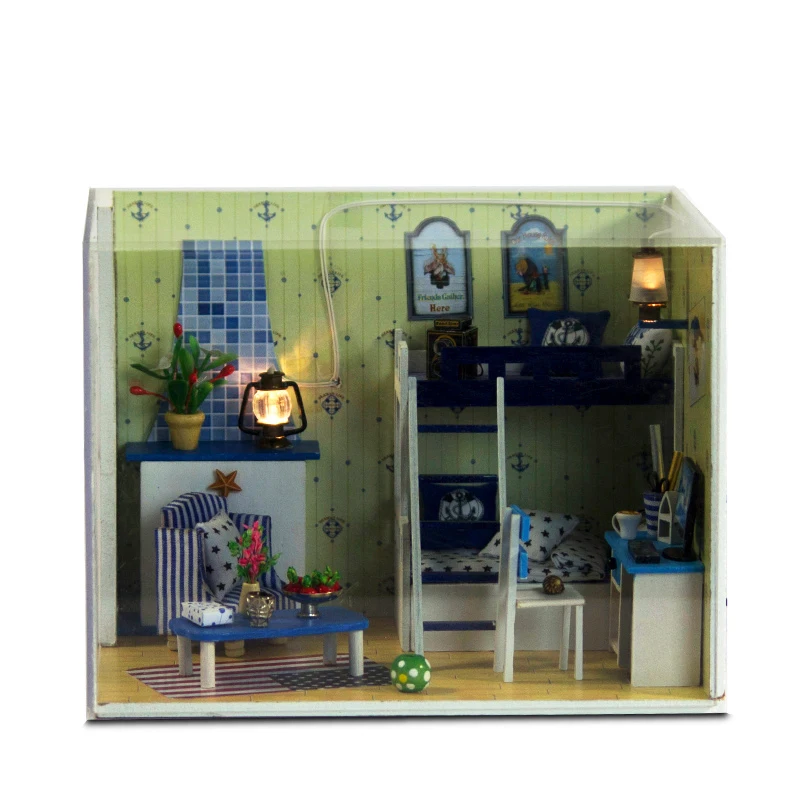 Dark Blue Dream Деревянный DIY кукольный домик миниатюрный милый мини сборные наборы