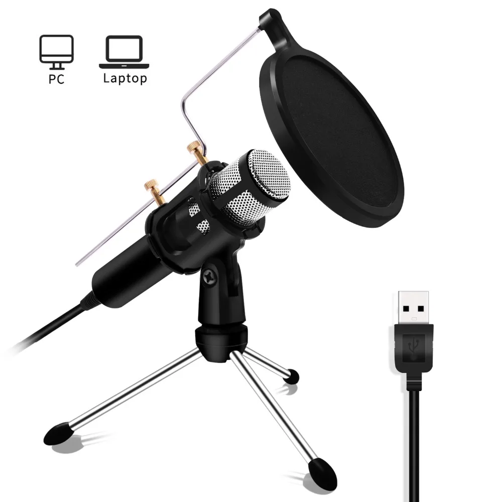 

Professional PC Microphone Podcast Condenser Mic Set USB Plug for YouTube Facebook Live Stream Broadcasting Recording Gaming