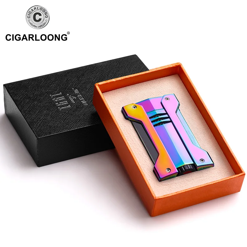 Butane Gas Lighter Metal Windproof Cigar Torch Lighter Portable Jet Flame Cigarette Lighter with Gift Box