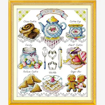 

Joy Sunday Cartoon Style Tea Cake Popular Cross Stitch Handwork Kits for Embroidery Needle