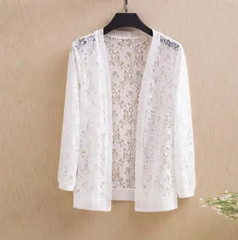 

2019 Women Clothing White Blouse Summer Cardigan Lace Crochet Sexy Hollow Out Female Shirts Tops Blusas Plus Size 5xl r1457