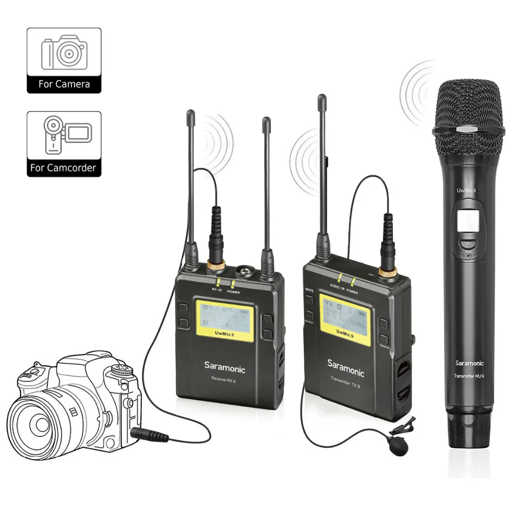 

Saramonic UWMIC9 Wireless Lavalier +Handheld Microphone System with Bodypack Transmitter + Lav Mic,Handheld Mic with Transmitter